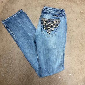 Miss Me Leather Patch Bedazzled Boot 32